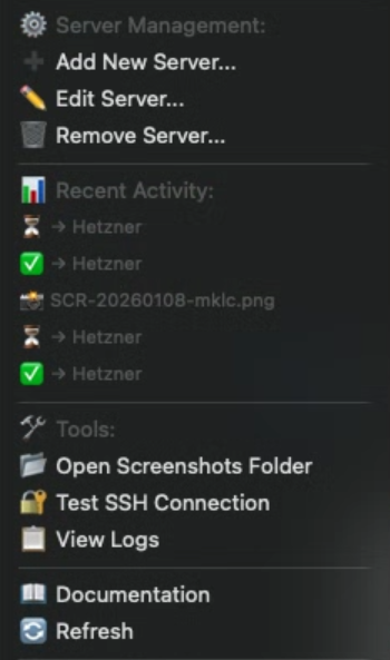 macOS menu bar interface